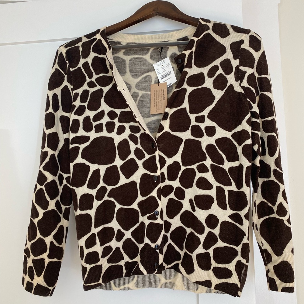 J. Crew Giraffe Print Wool Cardigan
